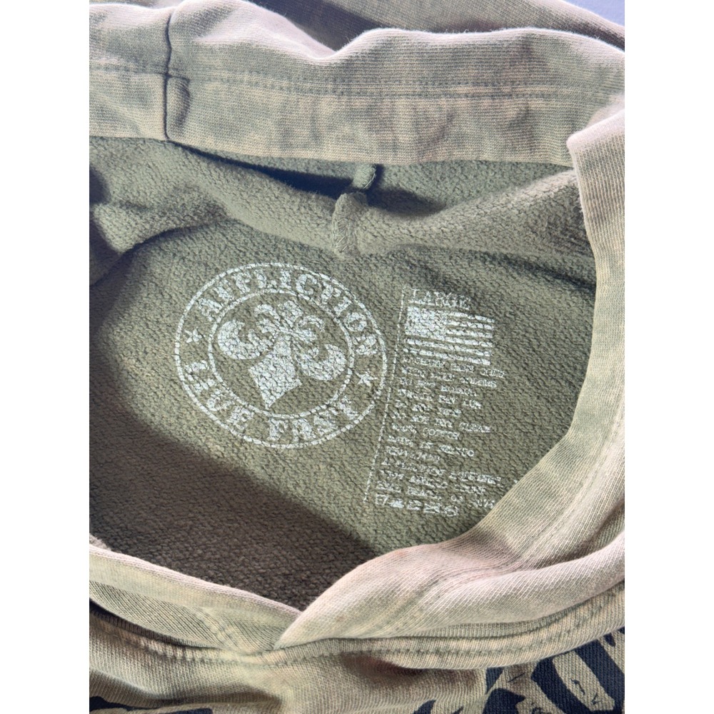 Affliction Live Fast Mens Hoodie Green Acid Wash Skulls Cross Graphic Large - Picture 3 of 6